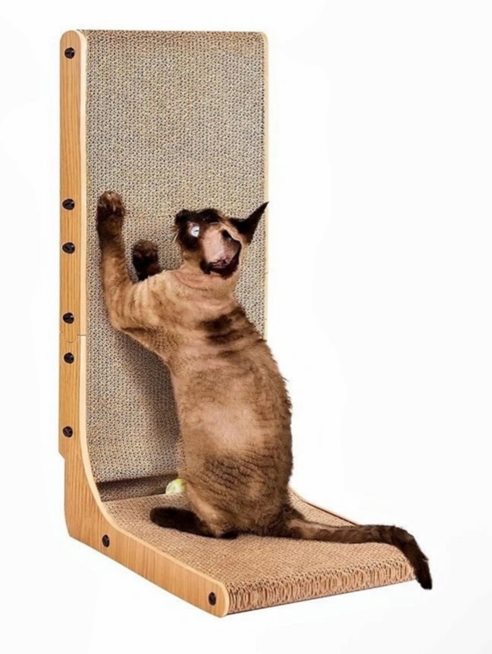 Cat Scratcher with Replacement Cardboard, 27.6" L Shape Cardboard Cat Scratcher